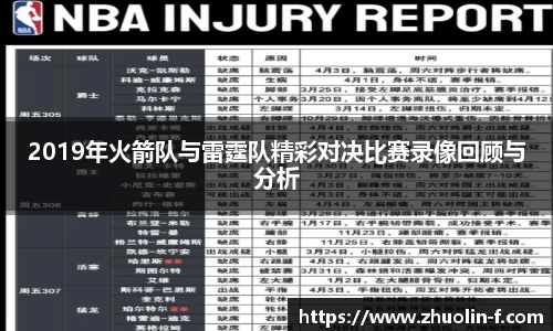 2019年火箭队与雷霆队精彩对决比赛录像回顾与分析